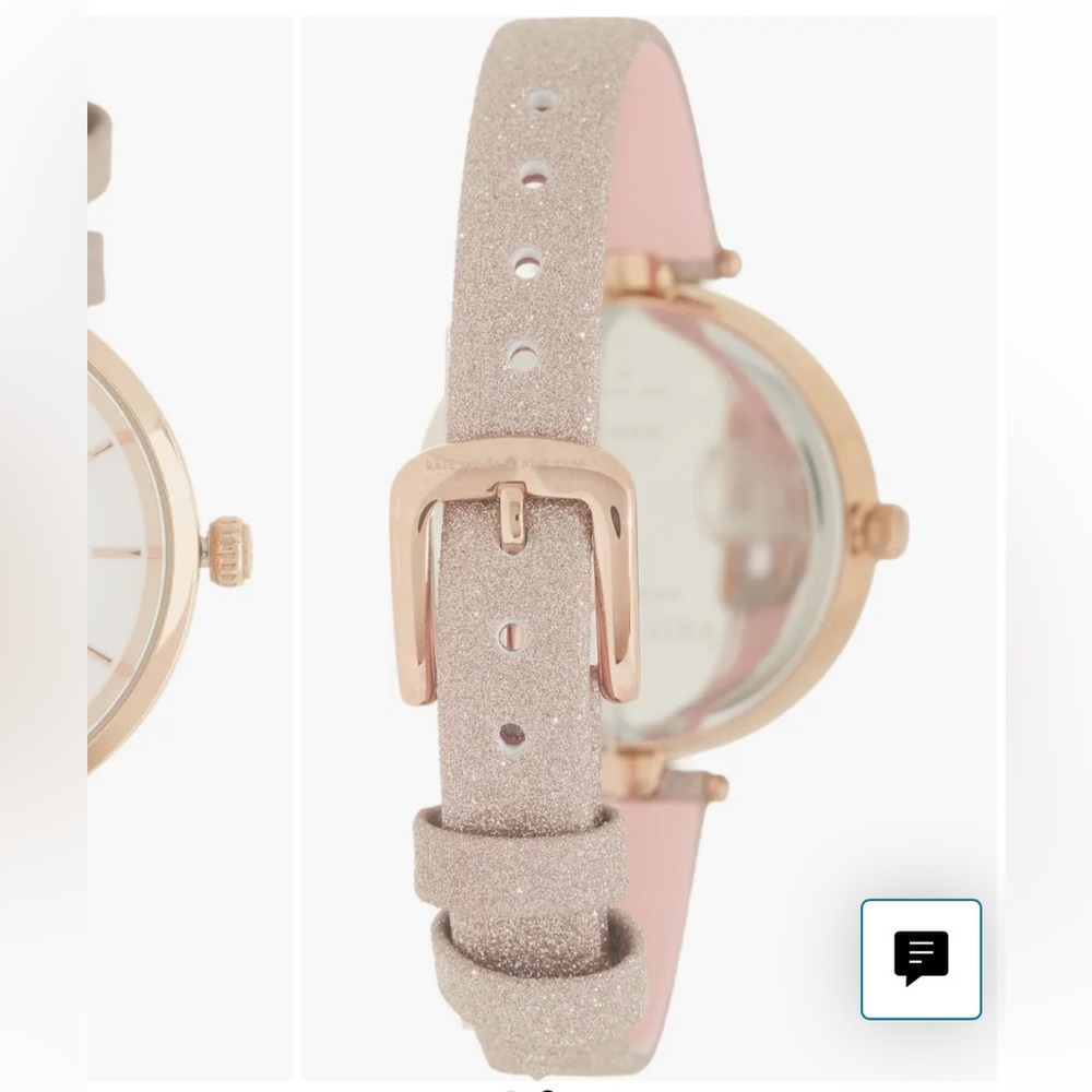 Kate Spade New York Holland Three-Hand Rose Gold-Tone Glitter Leather Watch 34mm - Picture 5 of 8